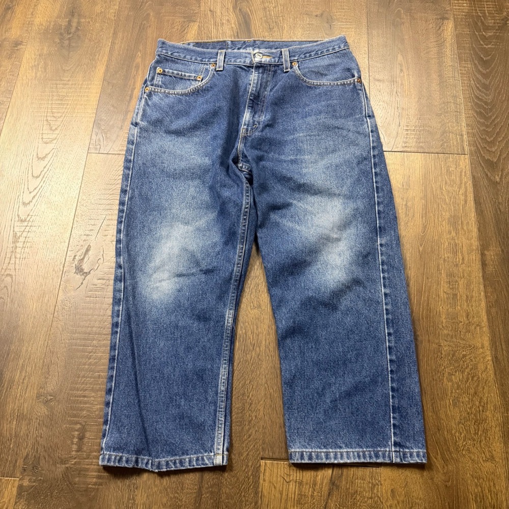 Vintage 80s 90s Levi 505 34x29 Hemmed 32x22 Blue Faded Made in USA Denim Jeans